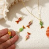 Bild von Messing Ozean Schmuck Charms 18K Vergoldet Emaille Fisch 3D Beweglich Schwarz Kubischer Zirkon 22mm x 9mm