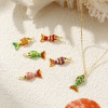 Bild von Messing Ozean Schmuck Charms 18K Vergoldet Emaille Fisch 3D Beweglich Schwarz Kubischer Zirkon 22mm x 9mm