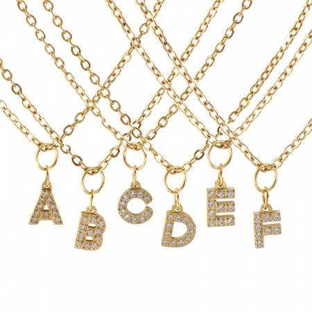 Collier à Breloques Plaqué Or Véritable 18K en 304 Acier Inoxydable Pour Femmes, Chaîne Maille Forçat 45cm + 5cm, à Strass Transparent Message " A-Z " Micro Pave, Alphabet Majuscule Lettre Initiale À la Mode Cadeau, Revêtement sous Vide PVD Respectueux de l'Environnement, 1 Pièce Collier à Breloques Plaqué Or Véritable 18K en 304 Acier Inoxydable Pour Femmes, Chaîne Maille Forçat 45cm + 5cm, à Strass Transparent Message " A-Z " Micro Pave, Alphabet Majuscule Lettre Initiale À la Mode Cadeau, Revêtement sous Vide PVD Respectueux de l'Environnement, 1 Pièce