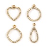 Picture of Eco-friendly PVD Vacuum Plating 304 Stainless Steel Geometric Charms 18K Gold Plated Hollow Clear Cubic Zirconia