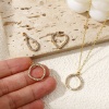 Picture of Eco-friendly PVD Vacuum Plating 304 Stainless Steel Geometric Charms 18K Gold Plated Hollow Clear Cubic Zirconia