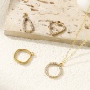 Picture of Eco-friendly PVD Vacuum Plating 304 Stainless Steel Geometric Charms 18K Gold Plated Hollow Clear Cubic Zirconia