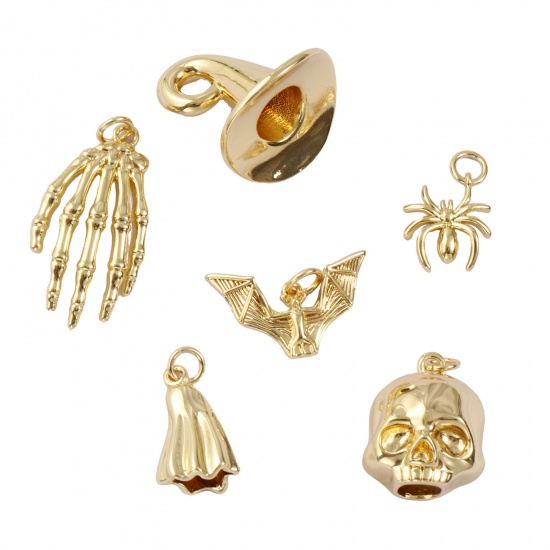 Изображение Eco-friendly Brass Halloween Charms 18K Real Gold Plated