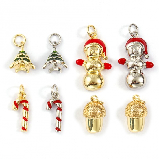 Изображение Eco-friendly Brass Christmas Charms Real Gold Plated Enamel