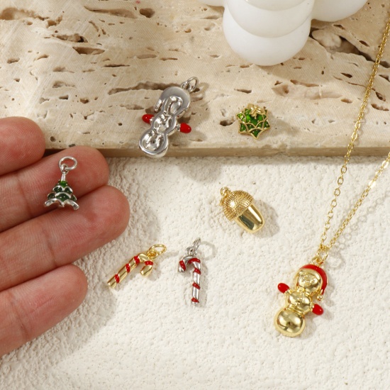Изображение Eco-friendly Brass Christmas Charms Real Gold Plated Enamel