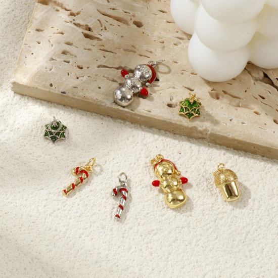Изображение Eco-friendly Brass Christmas Charms Real Gold Plated Enamel