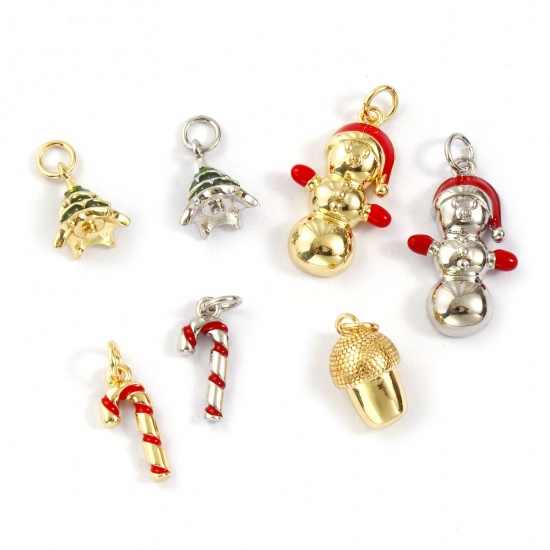 Изображение Eco-friendly Brass Christmas Charms Real Gold Plated Enamel
