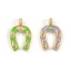 Immagine di Eco-friendly Brass West Cowboy Charms 18K Real Gold Plated Enamel Luck Horseshoe Micro Pave Clear Cubic Zirconia 26mm x 18mm