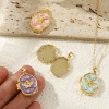 Изображение Brass Religious Picture Photo Locket Frame Pendants 18K Gold Plated Enamel Irregular Angel Can Open Clear Cubic Zirconia 27mm x 18mm