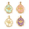 Изображение Brass Religious Picture Photo Locket Frame Pendants 18K Gold Plated Enamel Irregular Angel Can Open Clear Cubic Zirconia 27mm x 18mm
