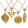 Picture of 18K Real Gold Plated Paperclip Link Chain Leaf Pendant Charm Necklace, 304 Stainless Steel 45cm(17.7"), For Women, Casual Natural Pastoral Gift, Eco-friendly PVD Vacuum Plating