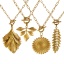 Immagine di 18K Vero Oro Placcato Catena a Graffetta Foglia Collana con Ciondolo, 304 Acciaio Inossidabile 45cm, Per Donne, Casuale Pastorale Naturale Regalo, Placcatura Sottovuoto PVD Ecologica, 1 Pz