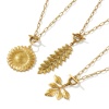 Picture of 18K Real Gold Plated Paperclip Link Chain Leaf Pendant Charm Necklace, 304 Stainless Steel 45cm(17.7"), For Women, Casual Natural Pastoral Gift, Eco-friendly PVD Vacuum Plating