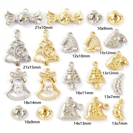 Immagine di Brass Christmas Charms Multicolor Clear Cubic Zirconia