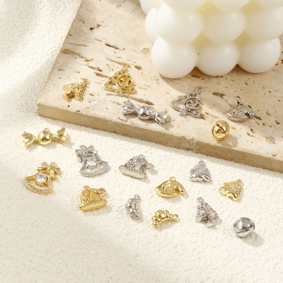 Immagine di Brass Christmas Charms Multicolor Clear Cubic Zirconia