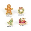 Изображение Sweet & Cute Exquisite 18K Gold Plated Brass & Cubic Zirconia Christmas Ear Post Stud Earrings For Women Gift