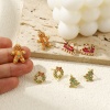 Изображение Sweet & Cute Exquisite 18K Gold Plated Brass & Cubic Zirconia Christmas Ear Post Stud Earrings For Women Gift