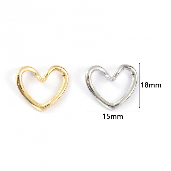 Изображение 2 PCs Eco-friendly Brass Valentine's Day Charms Real Gold Plated Heart Hollow 18mm x 15mm