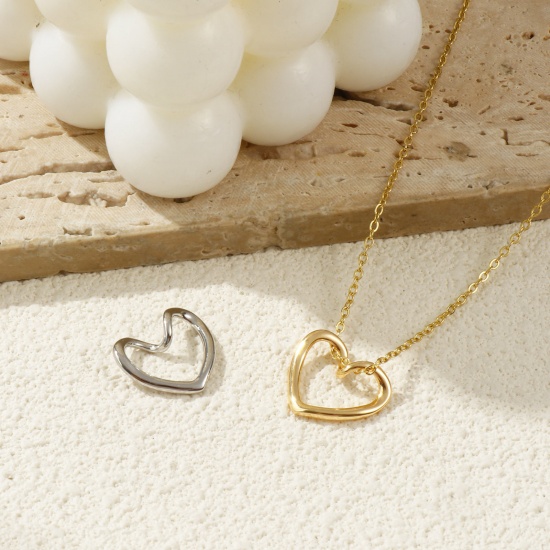 Изображение 2 PCs Eco-friendly Brass Valentine's Day Charms Real Gold Plated Heart Hollow 18mm x 15mm