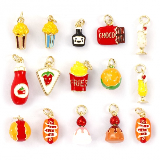 Picture of 1 Piece Eco-friendly Brass Charms 18K Real Gold Plated Enamel 3D
