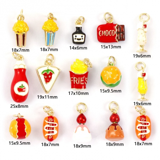Picture of 1 Piece Eco-friendly Brass Charms 18K Real Gold Plated Enamel 3D