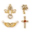 2 PCs Eco-friendly PVD Vacuum Plating 304 Stainless Steel & Rhinestone Charms 18K Gold Plated の画像