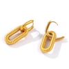 Picture of 1 Pair Eco-friendly PVD Vacuum Plating Dainty Exquisite Multicolor 304 Stainless Steel Oval Earrings For Women Gift 3.5cm x 1.3cm, Post/ Wire Size: 1mm(18 gauge)