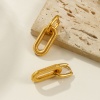 Picture of 1 Pair Eco-friendly PVD Vacuum Plating Dainty Exquisite Multicolor 304 Stainless Steel Oval Earrings For Women Gift 3.5cm x 1.3cm, Post/ Wire Size: 1mm(18 gauge)