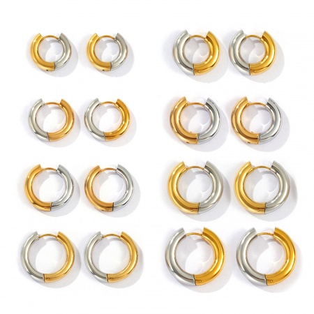 1 Pair Eco-friendly PVD Vacuum Plating Minimalist Exquisite 18K Real Gold Plated & Silver Tone 304 Stainless Steel Two Tone Hoop Earrings For Women Gift Post/ Wire Size: 1mm(18 gauge) 1 Pair Eco-friendly PVD Vacuum Plating Minimalist Exquisite 18K Real Gold Plated & Silver Tone 304 Stainless Steel Two Tone Hoop Earrings For Women Gift Post/ Wire Size: 1mm(18 gauge)