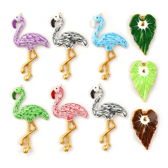 Picture of Eco-friendly PVD Vacuum Plating 304 Stainless Steel Pendants 18K Real Gold Plated Enamel Pearlized 4.4cm x 2.9cm