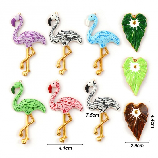 Picture of Eco-friendly PVD Vacuum Plating 304 Stainless Steel Pendants 18K Real Gold Plated Enamel Pearlized 4.4cm x 2.9cm