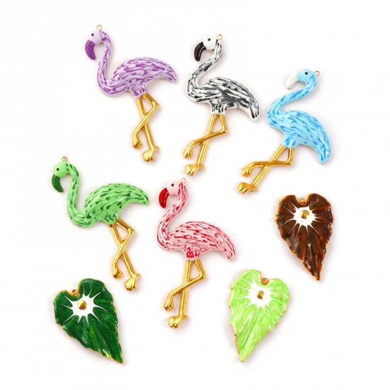 Picture of Eco-friendly PVD Vacuum Plating 304 Stainless Steel Pendants 18K Real Gold Plated Enamel Pearlized 4.4cm x 2.9cm