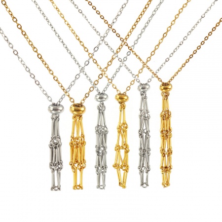 Link Cable Chain Empty Stone Holder Cage Necklace, 304 Stainless Steel For Women, Adjustable, Exquisite Stylish Gift, Eco-friendly