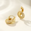 Изображение 1 Pair Eco-friendly Stylish Exquisite 18K Real Gold Plated Brass & Cubic Zirconia Circle Ring Micro Pave Earrings For Women Gift 3.4cm x 2.3cm, Post/ Wire Size: 0.6mm(23 gauge)
