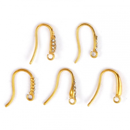 Immagine di 2 Pz Placcatura Sottovuoto PVD Ecologica 304 Acciaio Inossidabile Squisito Orecchini con Ganci a Filo per Orecchio per Accessori per la Creazione di Gioielli Fai-da-te 18K Vero Oro Placcato Con anello Aperto Posta/Filo Dimensione: 1mm(18 misura)