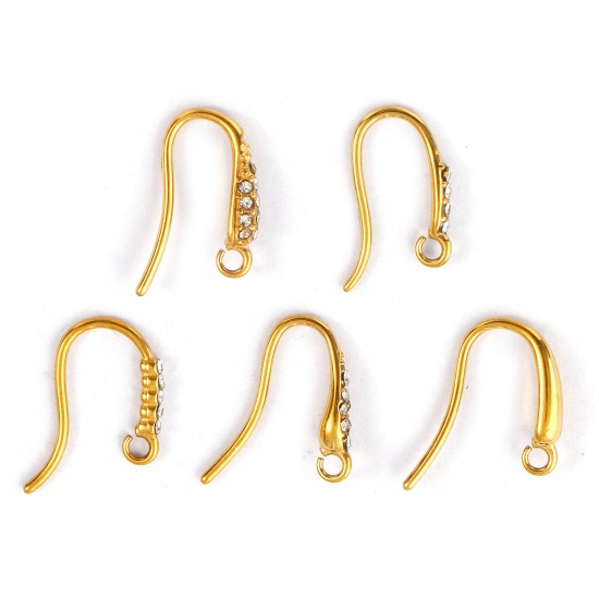 Immagine di 2 Pz Placcatura Sottovuoto PVD Ecologica 304 Acciaio Inossidabile Squisito Orecchini con Ganci a Filo per Orecchio per Accessori per la Creazione di Gioielli Fai-da-te 18K Vero Oro Placcato Con anello Aperto Posta/Filo Dimensione: 1mm(18 misura)