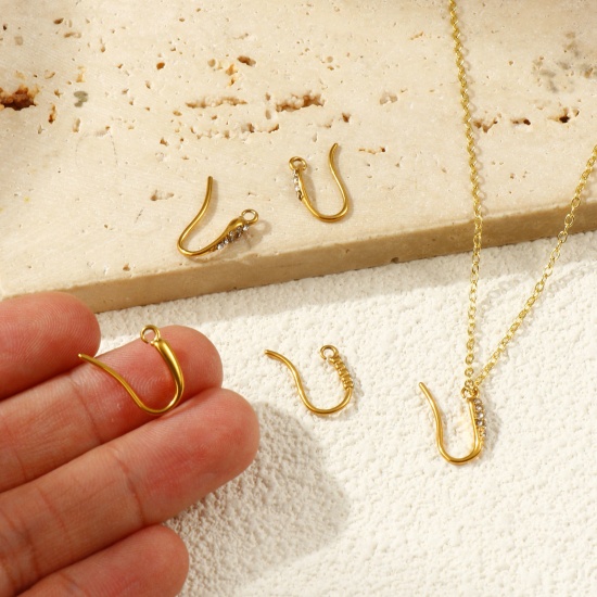 Immagine di 2 Pz Placcatura Sottovuoto PVD Ecologica 304 Acciaio Inossidabile Squisito Orecchini con Ganci a Filo per Orecchio per Accessori per la Creazione di Gioielli Fai-da-te 18K Vero Oro Placcato Con anello Aperto Posta/Filo Dimensione: 1mm(18 misura)