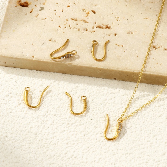 Immagine di 2 Pz Placcatura Sottovuoto PVD Ecologica 304 Acciaio Inossidabile Squisito Orecchini con Ganci a Filo per Orecchio per Accessori per la Creazione di Gioielli Fai-da-te 18K Vero Oro Placcato Con anello Aperto Posta/Filo Dimensione: 1mm(18 misura)