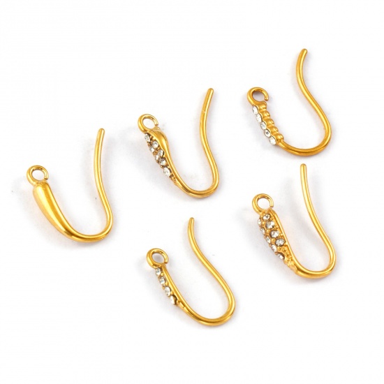 Immagine di 2 Pz Placcatura Sottovuoto PVD Ecologica 304 Acciaio Inossidabile Squisito Orecchini con Ganci a Filo per Orecchio per Accessori per la Creazione di Gioielli Fai-da-te 18K Vero Oro Placcato Con anello Aperto Posta/Filo Dimensione: 1mm(18 misura)