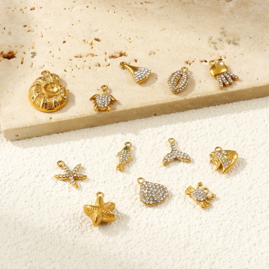 Picture of Eco-friendly PVD Vacuum Plating 304 Stainless Steel Ocean Jewelry Charms 18K Real Gold Plated