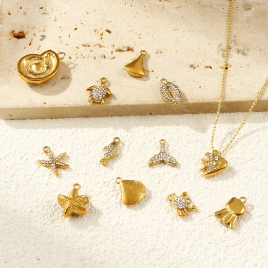 Picture of Eco-friendly PVD Vacuum Plating 304 Stainless Steel Ocean Jewelry Charms 18K Real Gold Plated