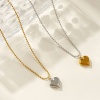 Image de Collier à Breloques Cœur Multicolore en 304 Acier Inoxydable Pour Femmes, Chaîne Maille Bille La Saint Valentin Élégant Cadeau, Respectueux de la Nature, 1 Pièce