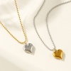 Image de Collier à Breloques Cœur Multicolore en 304 Acier Inoxydable Pour Femmes, Chaîne Maille Bille La Saint Valentin Élégant Cadeau, Respectueux de la Nature, 1 Pièce