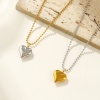Image de Collier à Breloques Cœur Multicolore en 304 Acier Inoxydable Pour Femmes, Chaîne Maille Bille La Saint Valentin Élégant Cadeau, Respectueux de la Nature, 1 Pièce