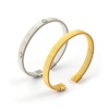 Изображение 1 ШТ Экологичный Минималистский Изысканный настоящее золото с покрытием 304 Нержавеющая Сталь С Полосами Полуоткрытый Браслет Для женщин подарок 19см длина