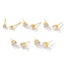 Immagine di 1 Pair Sterling Silver Exquisite Ear Post Stud Earrings Gold Plated Clear Cubic Zirconia With Stoppers Post/ Wire Size: 0.7mm(21 gauge)