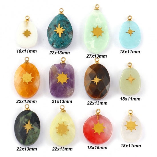 Immagine di 1 Pz Ecologico 304 Acciaio Inossidabile & Gemma Geometrico Ciondoli Oro Placcato Multicolore Stella