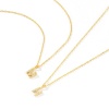 Picture of 1 Piece Sterling Silver Capital Alphabet Initial Letter Name Pendant Charm Necklace 18K Gold Plated Message " A-Z " Clear Cubic Zirconia 45cm(17.7") long