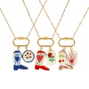 Изображение Gold Plated Link Cable Chain Boots Pendant Charm Necklace, 304 Stainless Steel & Ceramic 47cm(18.5") + 5cm(2"), For Women, Multicolor West Cowboy Sweet & Cute Gift, Vacuum Plating, 1 Piece