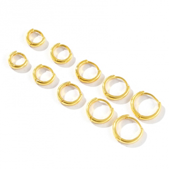 Picture of 1 Pair Sterling Silver Exquisite Hoop Earrings Gold Plated Post/ Wire Size: 0.8mm(20 gauge)